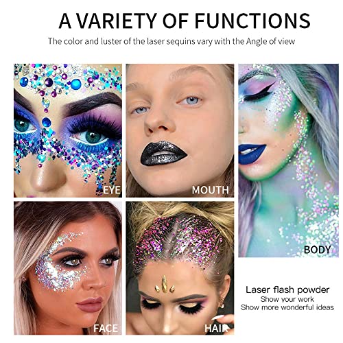 MAEPEOR Chunky Face Body Glitter Gel 19 Colors Mermaid Sequins Holographic Body Glitter Gel Long-Lasting Festival Makeup Glitter Paint for Face Body Hair Nails (30g, 08 Red)