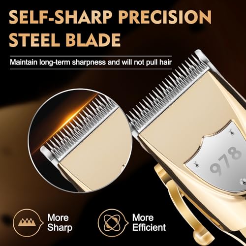 Hair Clippers for Men Professional, Cordless Beard Trimmer & Electric Shavers for Men, Mens Hair Clippers and Trimmer Kit for Barber with Case, Gold