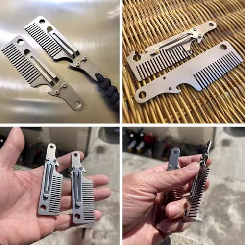 Titanium Comb EDC Mini Portable Hair Comb Multifunctional EDC Mustache Comb