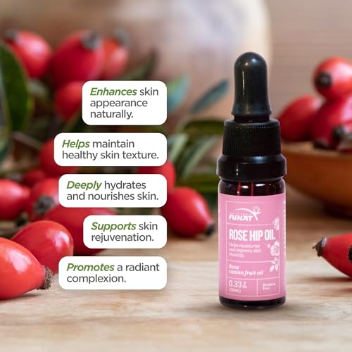 FUNAT 100% Pure Rosehip Oil ?Facial & Skin Moisturizer ? 0.3 FL OZ | Aceite de Rosa Mosqueta Puro