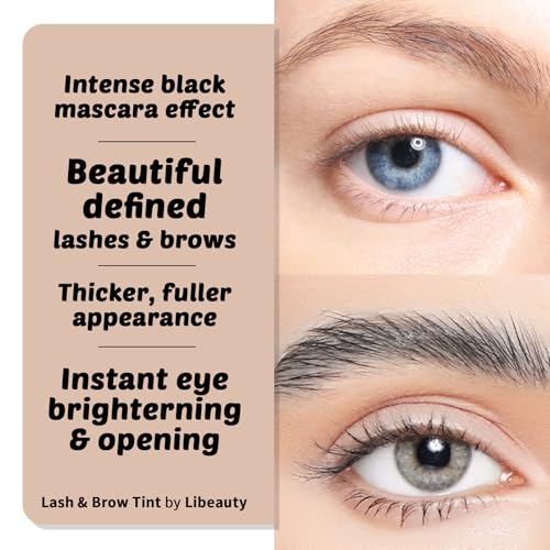 Libeauty Eyelash and Eyebrow Color Kit with Eye Patches - Professional Black Coloring Set for DIY Home Use - Includes Detailed Step-by-Step Manual & Precision Brushes - 8ml