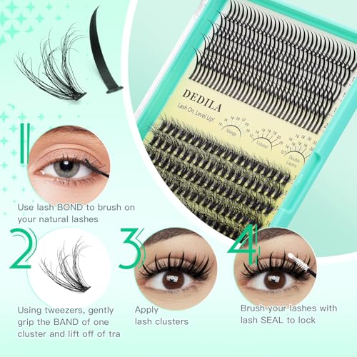 Lashes Extensions Natural Long Spiky and 30D Fluffier Lash Cluster D Curl Mixed 12-22mm Individual False Eyelashes DIY Lashes (30D+Spiky)