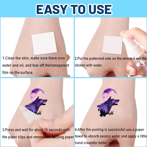 Galaxy Wolf Temporary Tattoo Sticker - 20 Sheet Wolf Themed Tattoos for Men, Women & Kids - Party Decoration Supplies & Favors