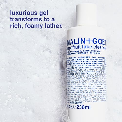 MALIN+GOETZ Grapefruit Face Cleanser | Gentle 3-in-1 Foaming Gel Vitamin-Rich Grapefruit, Amino Acids + Coconut-Based Surfactants | Purifies, Balances + Brightens | Vegan + Cruelty-Free (8 Fl Oz)
