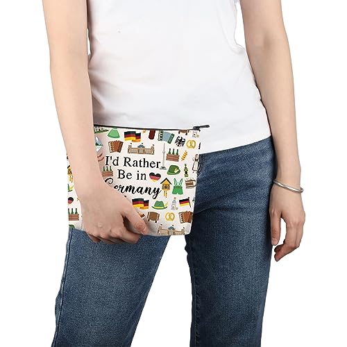 PWHAOO Germany Travel Traveling Gift I'd Rather Be in Germany Makeup Bag Germany Trip Vacation Cosmetic Bag Germany Souvenir Gift (Rather Be in Germany M)