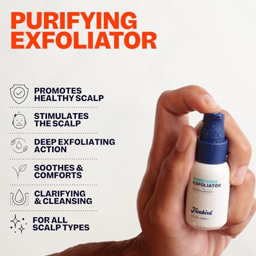 Freebird Exfoliator and Moisturizer - 30mL Purifying Exfoliator and 50mL Hydrating Lotion, Soothes & Prepares Skin, Anti-Pore Clogging, Non-Greasy Formula, Ideal for Bald Men and Women