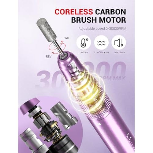 MelodySusie SM180F Nail Drill Cordless with 3pcs Art Brushes Set