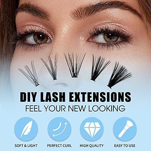 Natural Lash Clusters Eyelash Clusters 280 PCS D Curl Lash Clusters Eyelash Extensions Soft&Natural Individual Lashes Mink Cluster Lashes DIY At Home Lash Extension Clusters (30D/40D-D, 8-16mm)