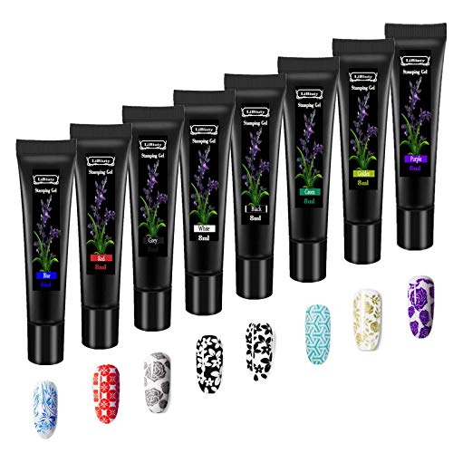 Nail Stamping Gel Polish Set 8Pcs Nail Art Stamping Gel 8ml Printing for Nail Plate Nail Template Stamping