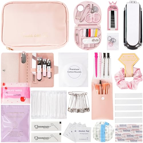 Wedding Day Emergency Kit for Bride, 39 Pc Essential Items for Brides Daily Use Women Wedding Gift, Travel Kit Personal Care Survival Set with Bride Makeup Bag - Wedding Emergency Kit Supplies
