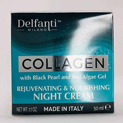 Delfanti-Milano ? COLLAGEN REJUVENATING AND NOURISHING Night Cream ? Face and Neck Moisturizer with BLACK PEARL and RED ALGAE GEL? Made in Italy