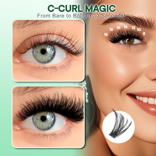 Lash Clusters Kit, 100D Long Lash Clusters & Spiky Manga Lashes,Volume Individual Eyelash Extensions with Bond & Seal, DIY Fluffy Cluster Lashes for Fairy/Dramatic Look