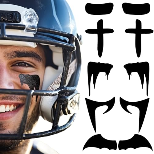60 Pairs Eye Black Temporary Tattoos, Sports Face Eye black Temporary Tattoos for Baseball Football Softball Themed Party Birthday Party Supplies (Mix)