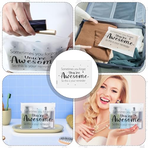 200 Pcs Inspirational Gifts for Women Bulk - EVA Cosmetic Makeup Bags with Zipper, You Are Awesome Travel Toiletry Pouch for Nurse, Teacher Appreciation & Birthday Christmas Gift (8 x 6 Inch)