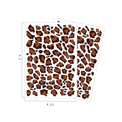 2Pcs Leopard Print Temporary Tattoos Waterproof Leopard Stickers 8 Colorful Cheetah Tattoos for Face Body Makeup Halloween Birthday Music Festival Party (Color5)