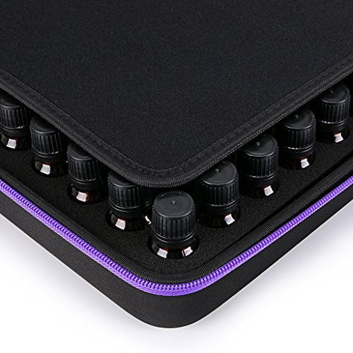 Hipiwe 108 Essential Oils Carrying Case Holds 5ml, 10ml, 15ml Bottles Hard Shell Exterior EVA Essential Oils Storage Organzier Bag with Foam Insert and Carrying Handle
