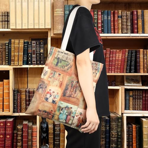 WCGXKO Vintage Romance Bookish Gift Tote Bag Book Bag for Classic Novel Lover