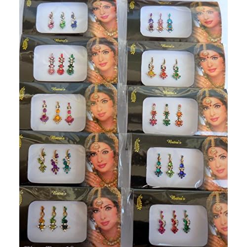 8 Bindi Pack - 24 Combo Bindi Stickers, Multicolored, Silver, Gold, Black