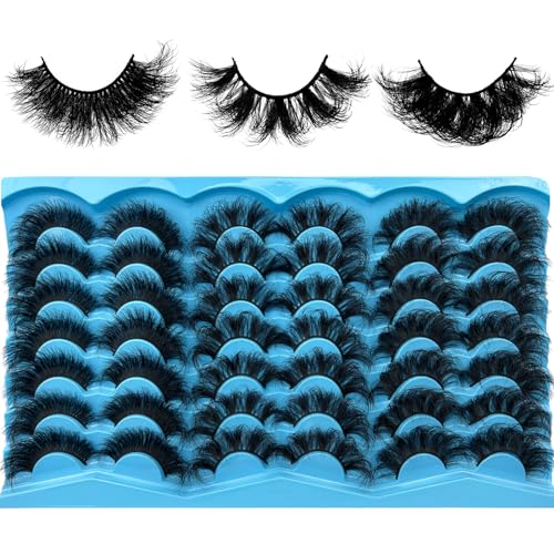 21 Pairs False Eyelashes 3 Styles Mixed Strip Lashes 18-25mm Fluffy Eyelashes Pack 8D Volume Super Soft Faux Mink Lashes D Curl Eyelashes