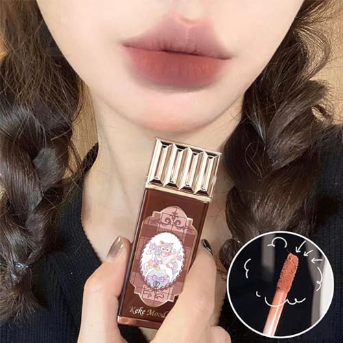3Pcs Matte Nude Lip Gloss Set, 3 Colors Silky Velvet Lipstick with Cute Chocolate Shape Package, Non-stick Cup Long Lasting Waterproof Lip Stain Lip Tint, Daily Professional Lip Makeup