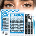 KEVKEV Fairy Lash Clusters Kit Manga Lash Extension Kit Invisible Band Spiky Lash Clusters Eyelash Clusters Kit with Lash Bond and Seal Lash Tweezers(Fairy Kit-8-18mix)