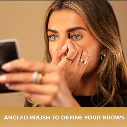 Fab Brows Lux Brow Brush | Ultra Fine Angled Eyebrow Brushes | Larger Dual Brow Brush | Creates Bold or Soft Looks | Beginner-Friendly | Eyebrow Makeup Brushes | Beauty Tools | Vegan, Hypoallergenic