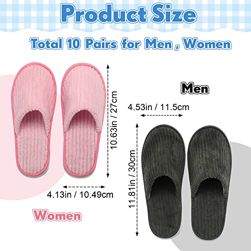 Zhehao 10 Pairs Disposable Slippers Washable House Slippers for Guests Bulk Women Men Spa Hotel Bath Slipper Soft Cotton Linen Non Slip Breathable for Indoor Travel Bedroom Party