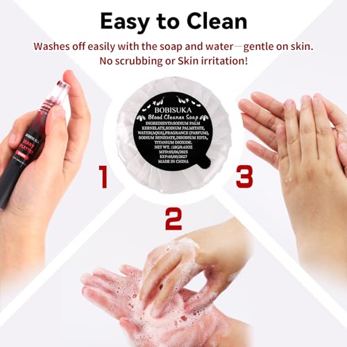 Halloween Fake Blood SFX Makeup Kit ? Realistic Liquid Spray, Dripping Blood, Coagulated Gel, Capsules, Sponge & Soap ? Washable Special Effects Body Paint for Vampire & Zombie Costumes