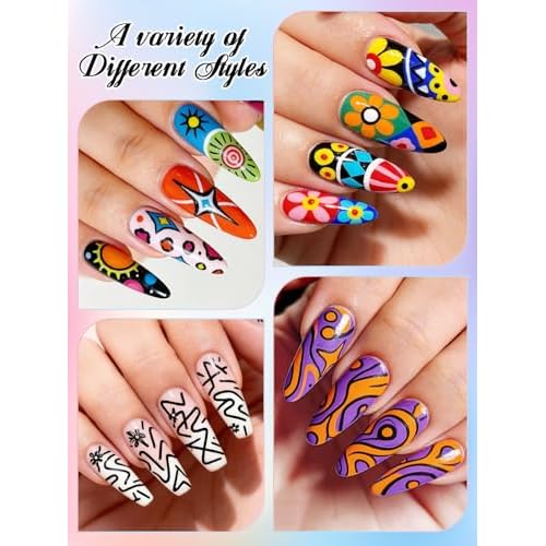 EBANKU 48 Colors Nail Art Pens Set, 3D Christmas Nail Art Makers Pens Quick-Drying Nail Art Polish Acrylic Paint Nail Point Graffiti Dotting Liner Pen No Squeeze Needed