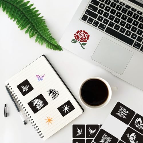 Temporary Tattoo Stencils Reusable for Women Girls, 344 PCS Henna Tattoo Stencil Kit, Temporary Glitter Tattoo Stencils for Face Body Paint DIY