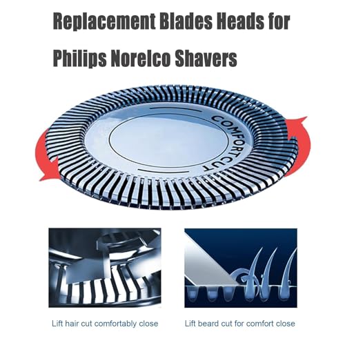 6PCS HQ56 Compatible with Steel Replacement Heads for Philips Norelco Razor fits for HQ6940 HQ6868 HQ6970 (3-Pack)