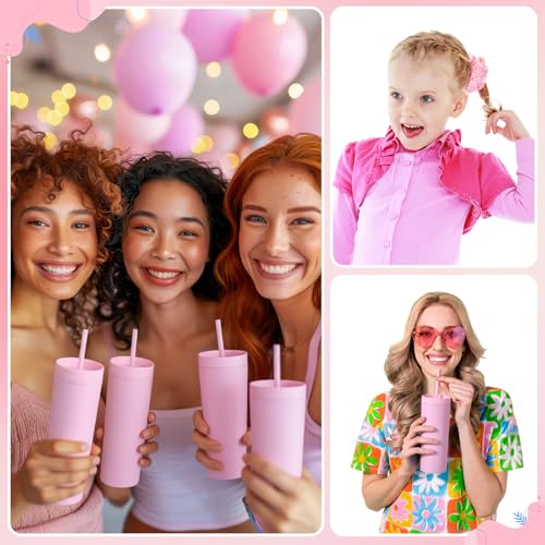 42 Pcs Bridesmaid Proposal Gifts Pink Gifts Set of 6 Include Cosmetic Bags Tumbler Hair Ties Cooling Towels Yoga Socks Resistance Bands and Gift Bags for Bridal Shower Bachelorette Party