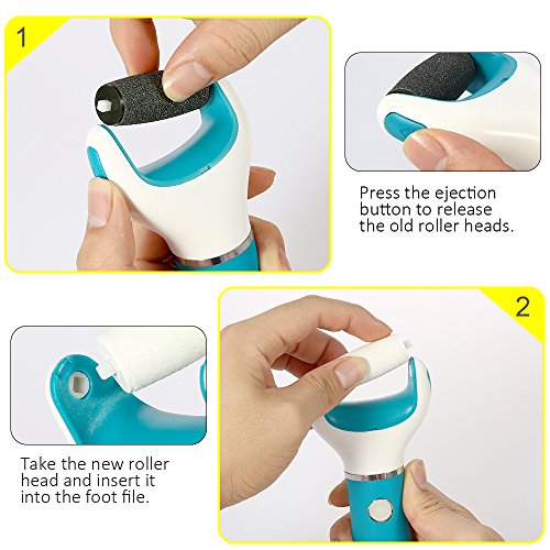 Electric Foot File Callus Remover Professional, 2-Speed Rechargeable Pedicure Tool for Remove Calluses, Dry, Hard, Dead, Cracked Skin, Includes 2 Coarses (Blue)
