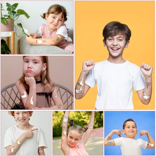 Gameza Funny Goose Temporary Tattoos - 6Sheets One Goose Birthday Decor Decorations Girls Boys Silly Foolish Goose Tattoo Temporary Gifts Duck Geese Animals Theme Party Favors Supplies Prizes Rewards