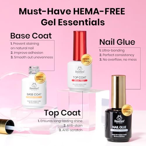 Beetles Gel Nail Kit Etch-X, Almond Short, 288pcs 12 Sizes Nail Tips, 3Pcs 15ml HEMA-Free Nail Glue Top Coat & Base Gel Set, with Mini Lamp, Press On Nail, Long Lasting Extension DIY Set at Home