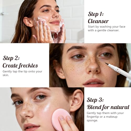 Freckle Pen Lifelike Natural Freckle Makeup 2PCS Long Lasting Waterproof & Smudge Proof Freckle Faux Looking Freckle Pencils - Chestnut + Dark Brown