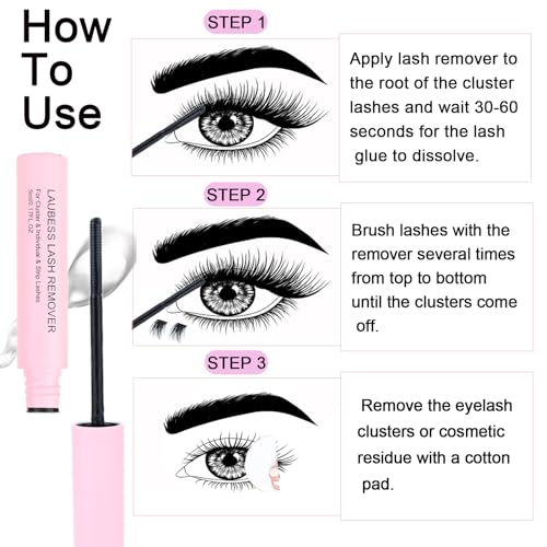 Lash Remover for Cluster Lashes 5ml LAUBESS LASH Remover for Lash Extensions at Home Lash Clusters DIY Eyelash Extension Remover DIY Lash Extension Remover Adhesive