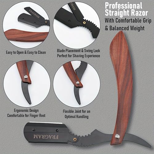 wooden handle manual shaving razor with replacement blade compatible with S23 stainless steel hair clipper, used for shaving razors (ôï?Óïʭ+10ø¸Óïø¸)