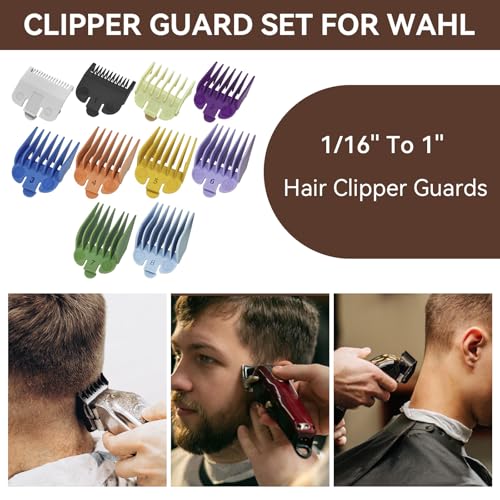 Professional for Wahl Clipper Guards Cutting Guides Set, 10Pack Hair Clipper Guards Set Compatible with Most Wahl Clippers, Cutting Lengths from 1/16" to 1" (1.5mm to 25mm)