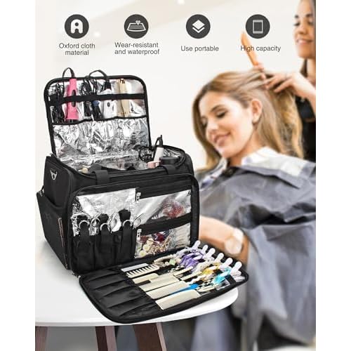 Professional Hairdressing Bag,Hairstylist Travel Bag,Cosmetics Beauty Hairdresser Bag with Shoulder Strap,Hair Makeup Salon Organizer Bag for Barber Insulation Material