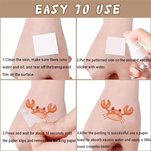 144 PCS Ocean Sea Animal Temporary Tattoos Fish Shark Turtle Tattoos Under The Sea Creature Birthday Party Favors for Ocean Animals Baby Shower Decorations Ocean Themed Birthday Party Supplies