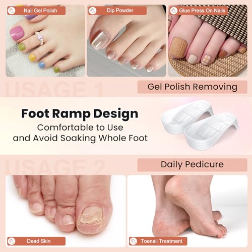 Hand Toe Nail Soaking Bowl: 12PCS Large Size Hand & Foot Nail Soak Off Bowl for Nail Lovers - Acetone Proof Toe Soaking Tray with Manciure Pedicure Tools for Dip Powder Gel Polish Remover(Pink, Clear)