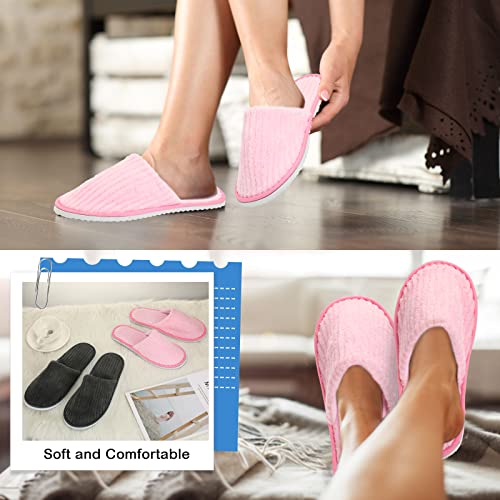 Zhehao 10 Pairs Disposable Slippers Washable House Slippers for Guests Bulk Women Men Spa Hotel Bath Slipper Soft Cotton Linen Non Slip Breathable for Indoor Travel Bedroom Party