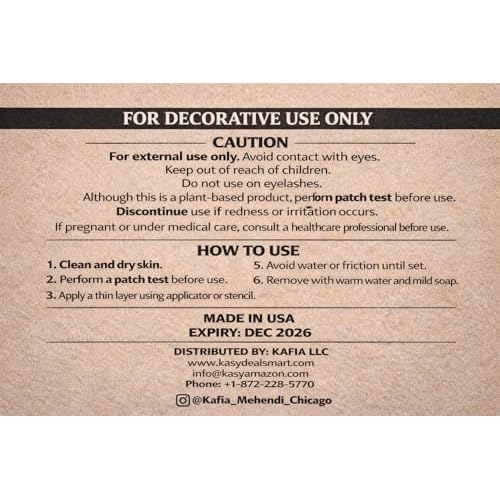 KAFIA Body Art Stencil Kit, Temporary Body Art, 50gm Brown Dip, 2 Stencil Kits, Includes Stick and Instruction Card