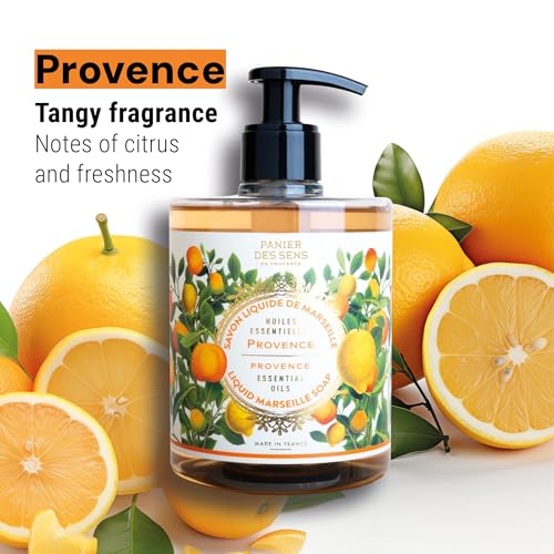 Panier des Sens - Provence Marseille Liquid Hand Soap + 2 Hand Soap Refills - Moisturizing Soap with Coconut Oil - Bathroom & Kitchen Foaming Soap - 96% Natural Ingredients Hand Wash - 50.7 Fl.oz