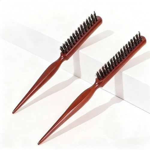 Pig bristle narrow-toothed comb Fluffy styling long handle comb Smooth hairstyle Men's beard combing brush For damaged and curly hair