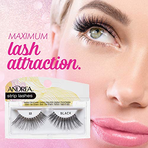 Andrea Strip Lashes Style 23 ? Black Natural False Eyelashes, Lightweight Reusable Lash Strips, 4 Pair