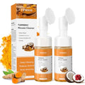 femani 2pcs Glow Wash Turmeric Face Wash With Brush, Deep Cleansing Exfoliating Foaming Facial Cleanser, Improve Skin Condition