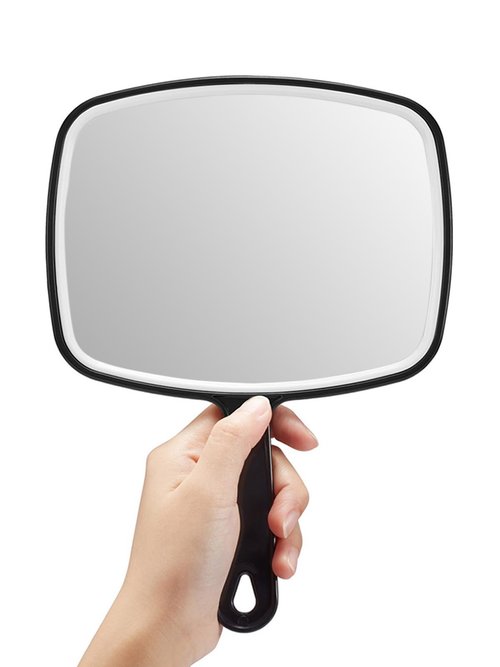 OMIRO Hand Mirror, Large Black Handheld Mirror with Handle, 7.4" W x 10.3" L