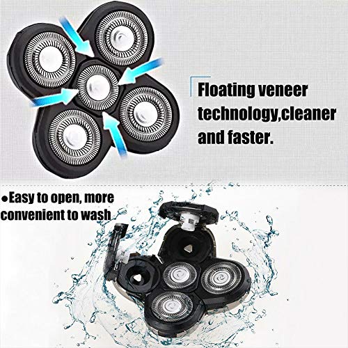 Replacement Shaver Head Blade,5 Heads Beard Replacement Blade,Universal Easy Install Electric Razor Shaver Head for Head and Face